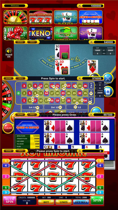 皇家赌场：老虎机，轮盘，二十一点，视频扑克，基诺，百家乐，加勒比海扑克和更多